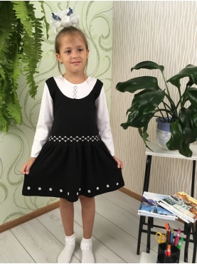 Школьное платье - сарафан интерлок, вышивка / 001-995
